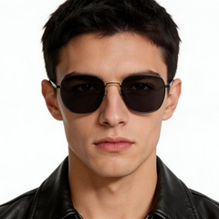 Geometric Black Titanium Sunglasses #BS1913-0635