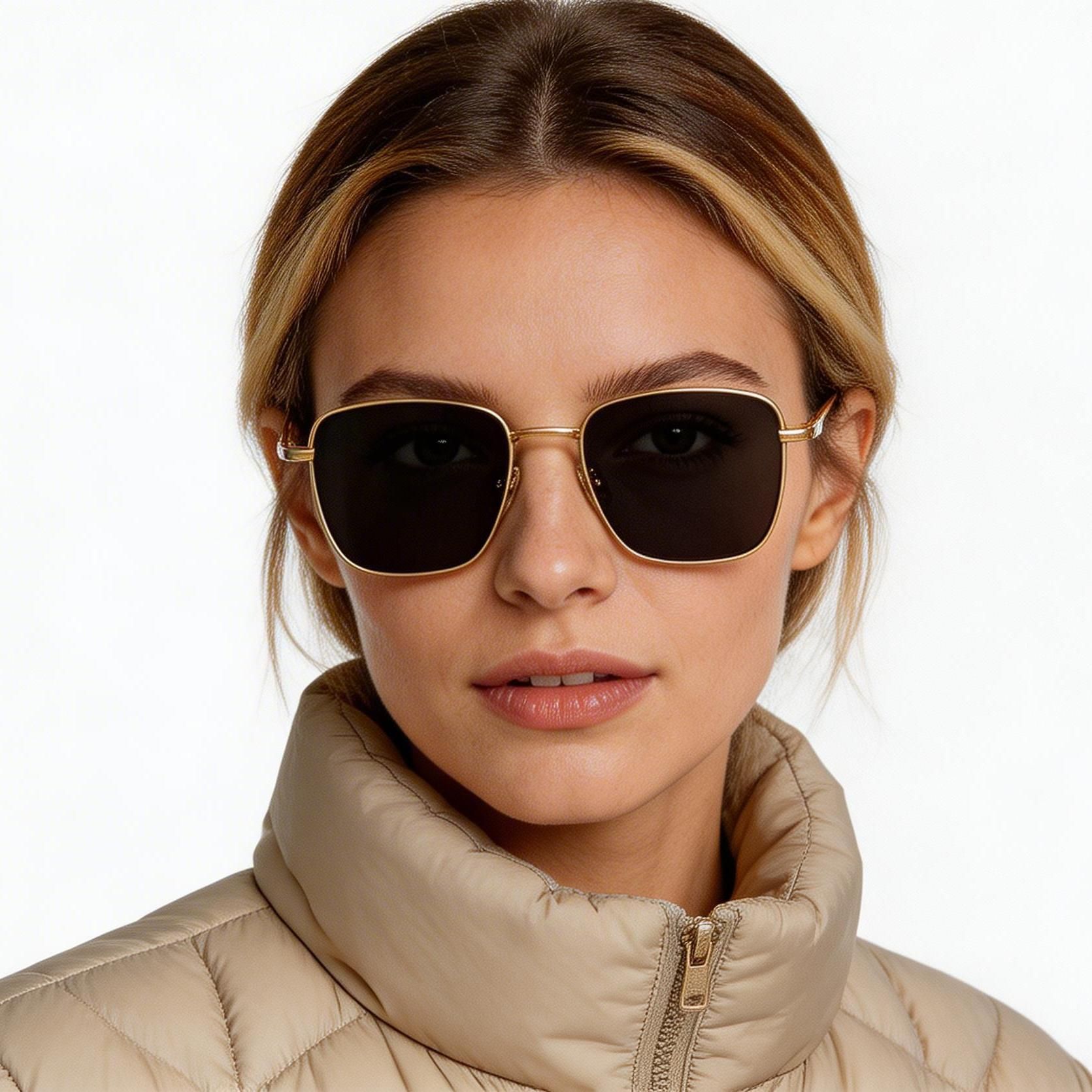 Rectangular Golden Titanium Sunglasses #BS1913-0637