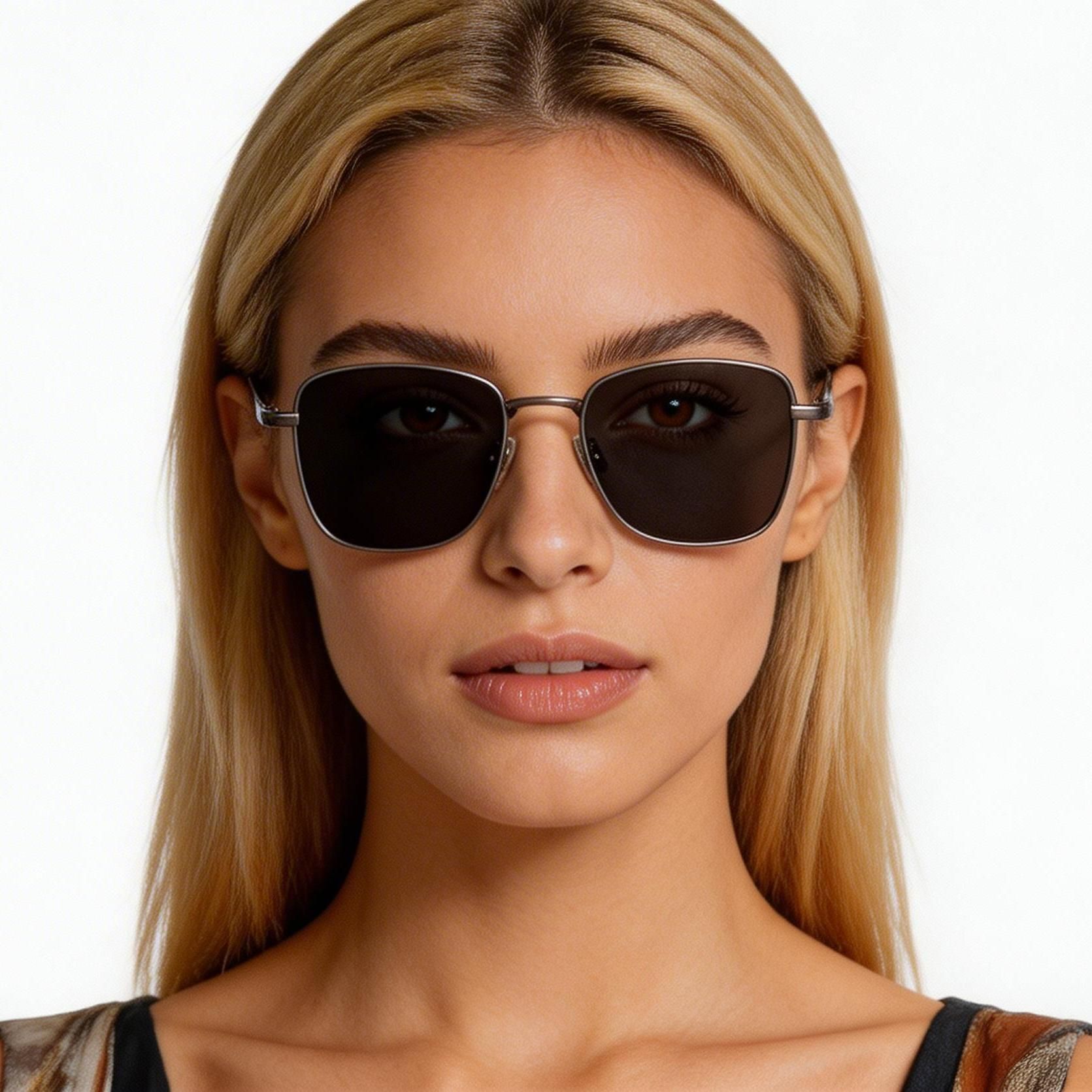 Rechthoekige grijze titanium zonnebril #BS1913-0638