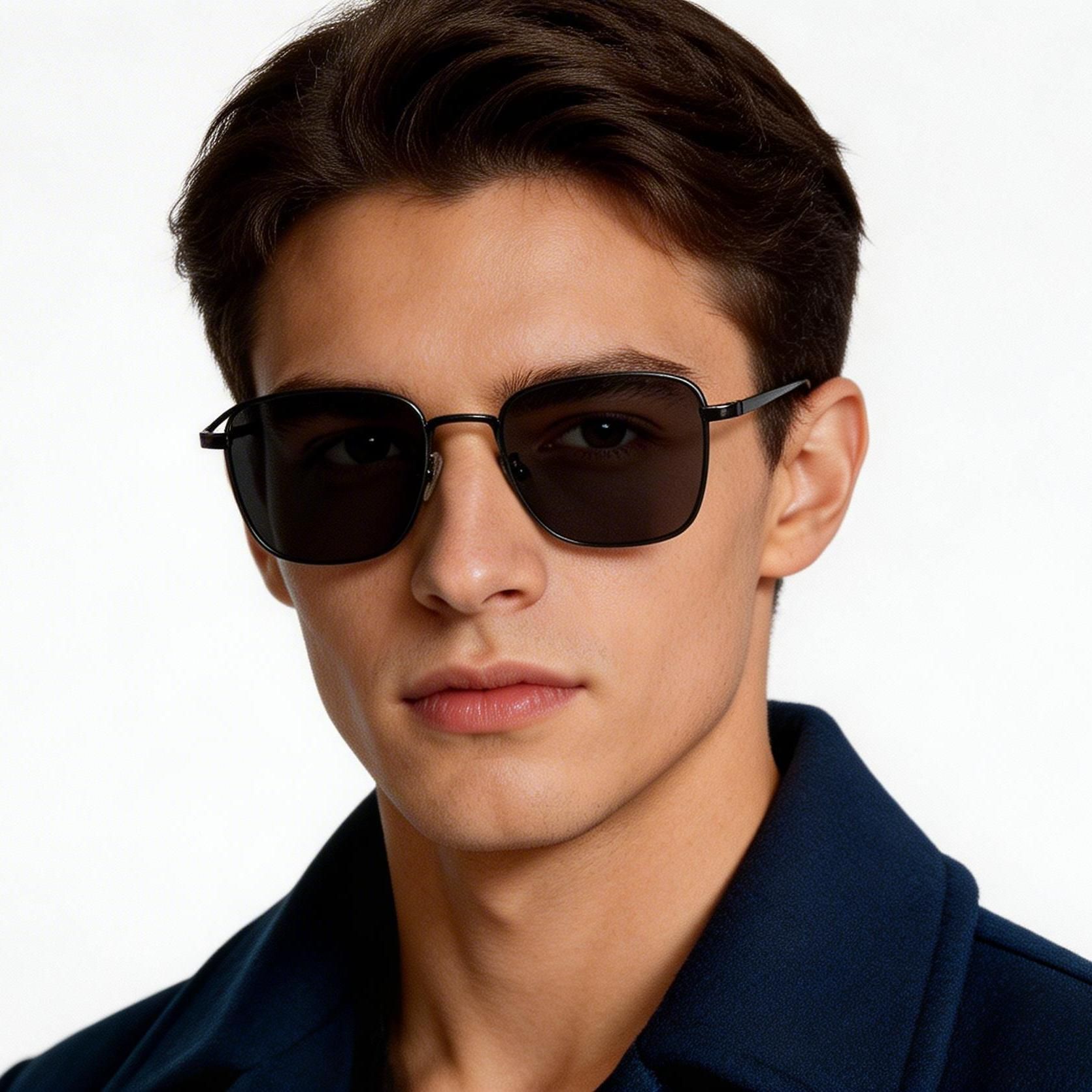 Rectangular Black Titanium Sunglasses #BS1913-0640