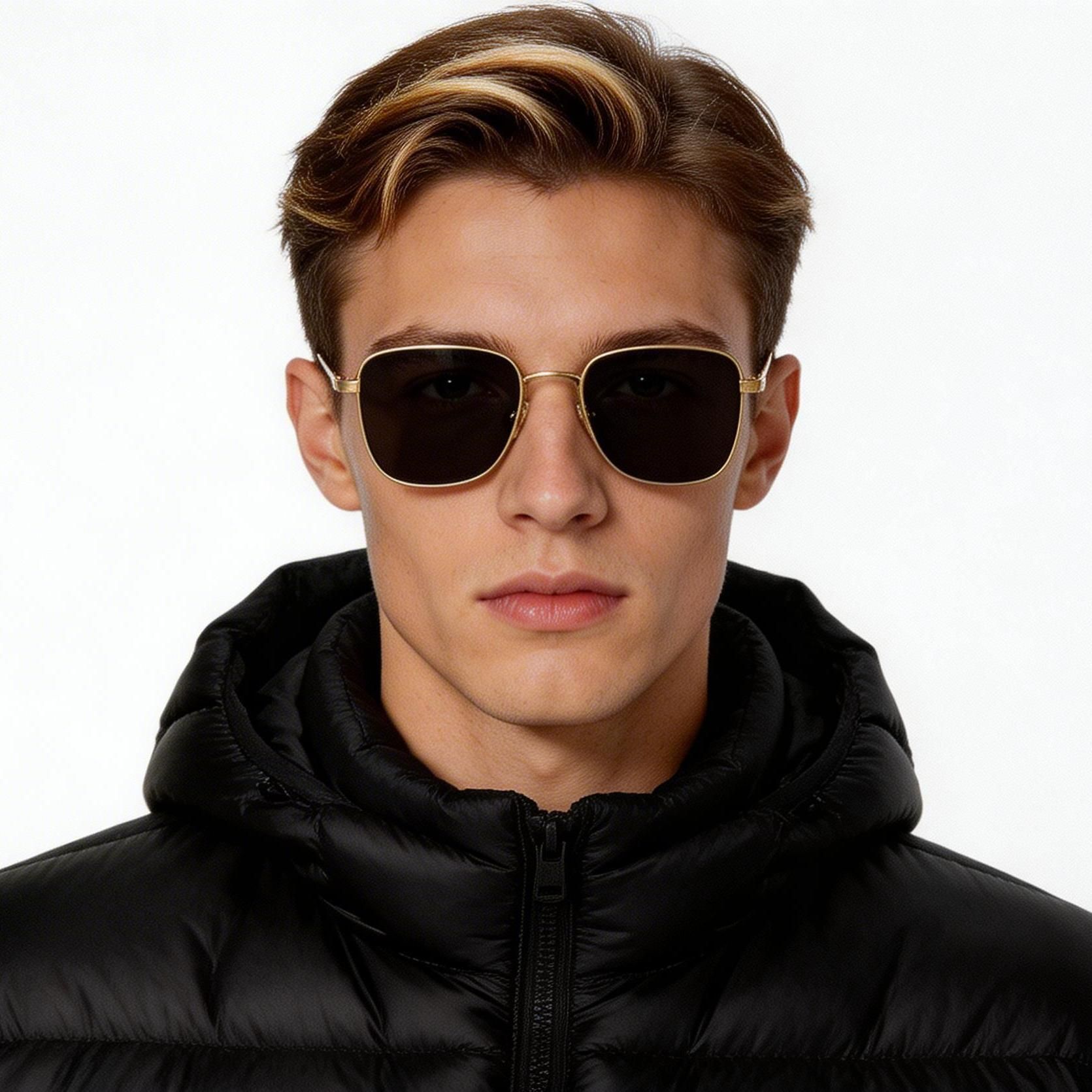 Rectangular Golden Titanium Sunglasses #BS1913-0641