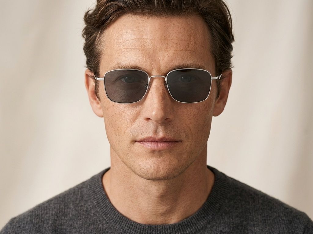 Rectangular Silver Titanium Sunglasses #BS1913-0642