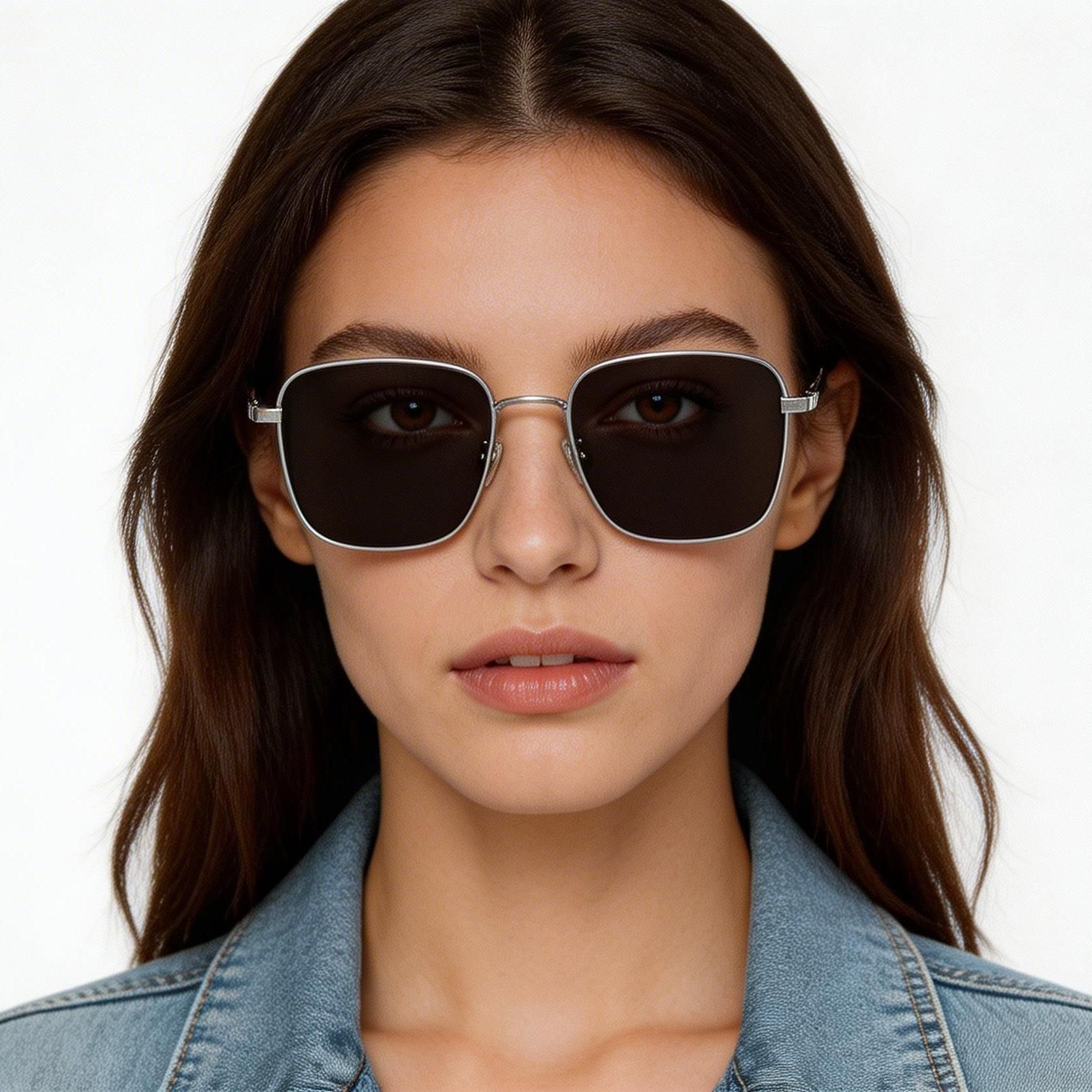 Rectangular Silver Titanium Sunglasses #BS1913-0642