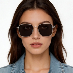 Rectangular Silver Titanium Sunglasses #BS1913-0642