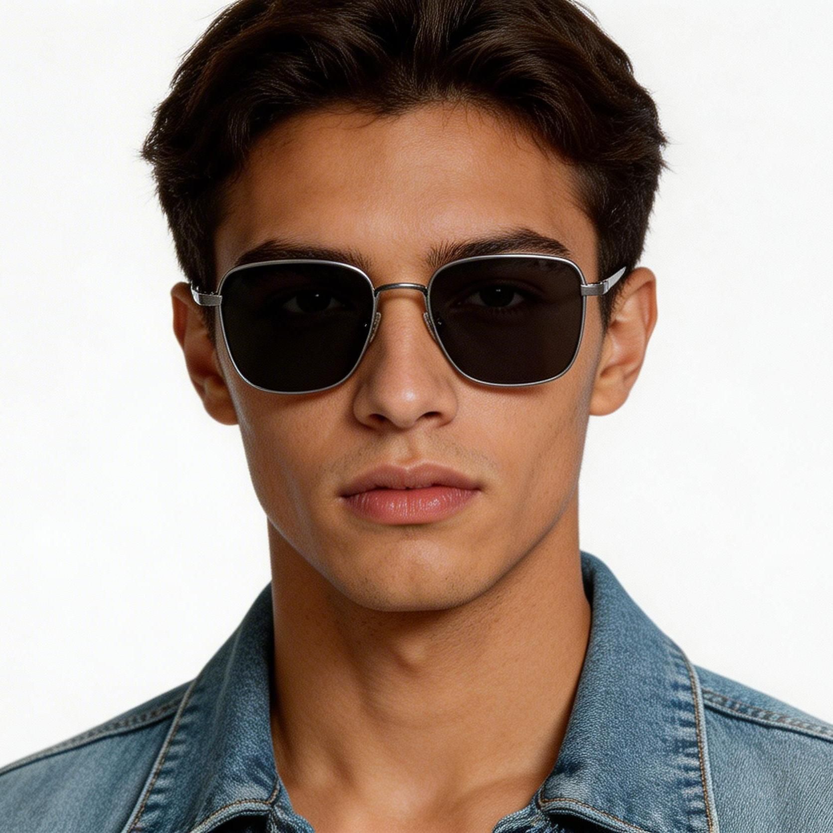 Rectangular Grey Titanium Sunglasses #BS1913-0643