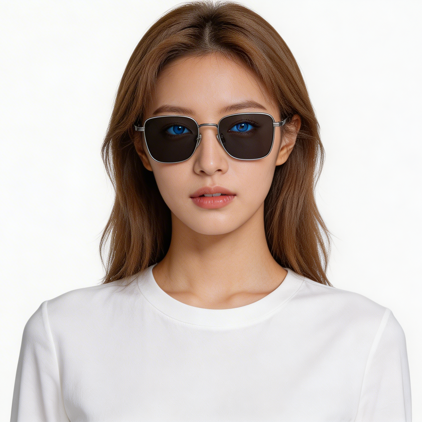 Rectangular Grey Titanium Sunglasses #BS1913-0643