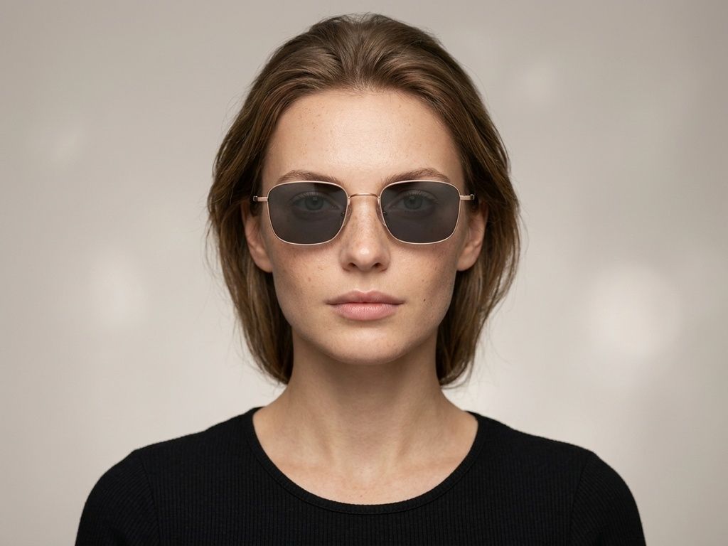 Gafas de sol rectangulares de titanio rosa #BS1913-0644