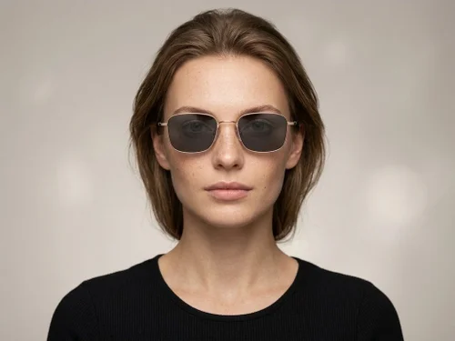 Lunettes de soleil rectangulaires en titane rose #BS1913-0644