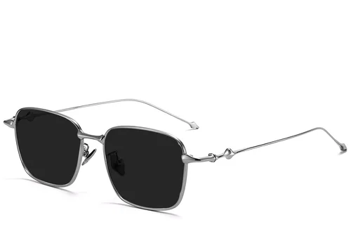 Lunettes de soleil rectangulaires en titane argenté #BS1913-0645