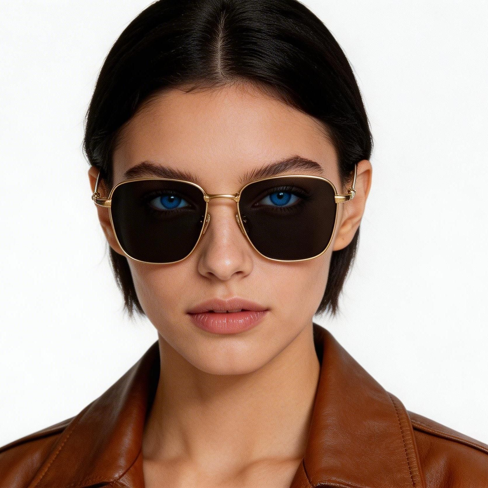 Rectangular Golden Titanium Sunglasses #BS1913-0646