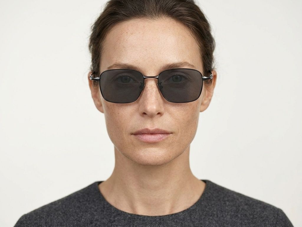 Rectangular Black Titanium Sunglasses #BS1913-0647