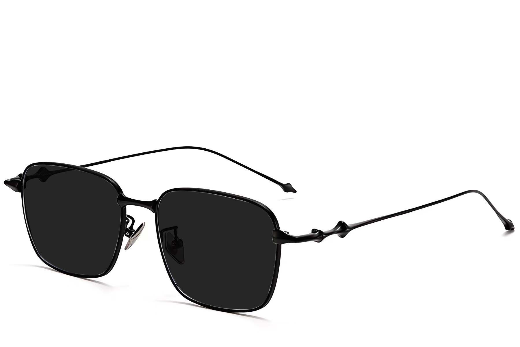 Rectangular Black Titanium Sunglasses #BS1913-0647