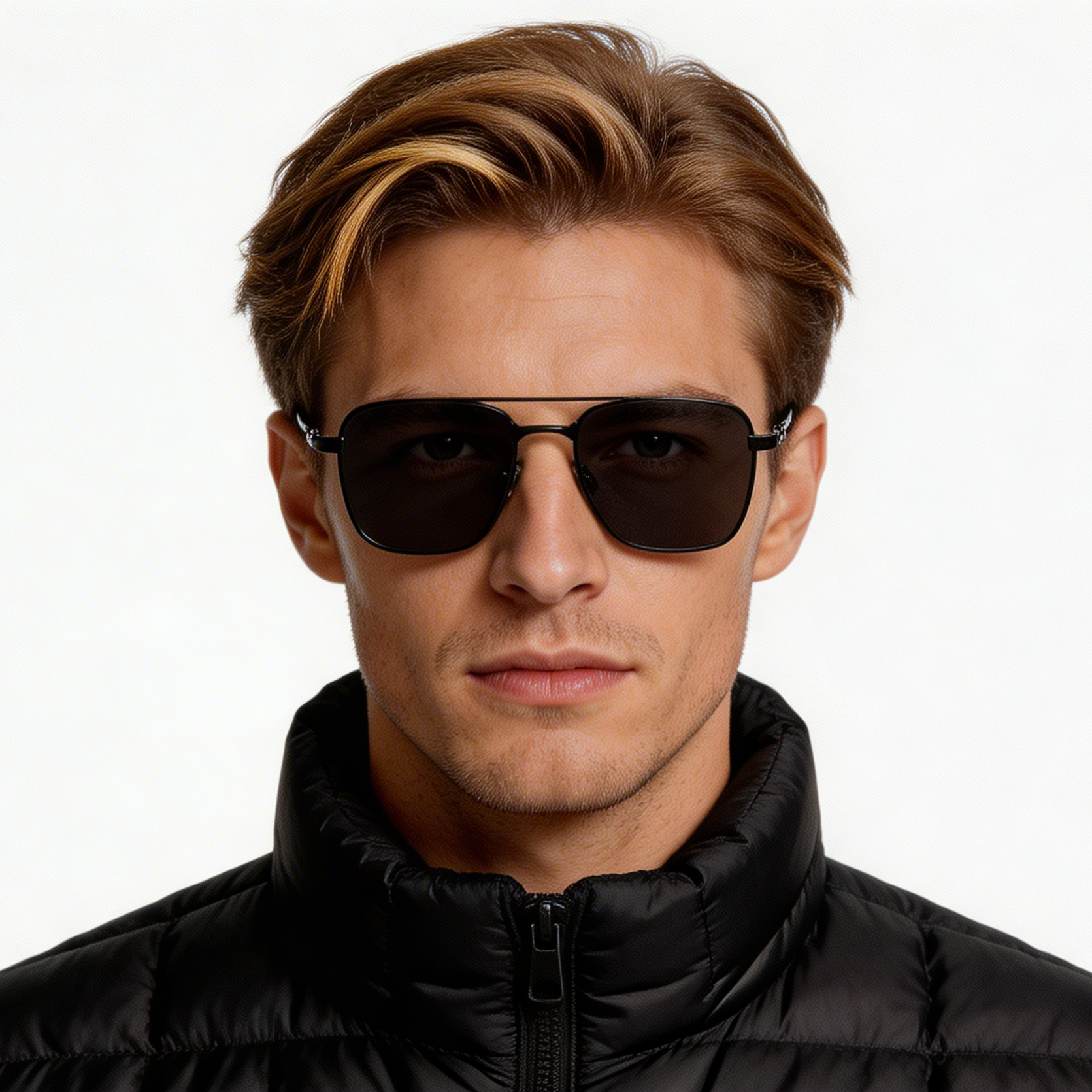 Rectangular Black Titanium Sunglasses #BS1913-0647