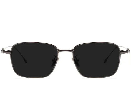 Lunettes de soleil rectangulaires en titane gris #BS1913-0648