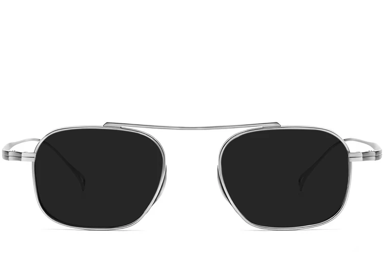 Lunettes de soleil aviateur en titane argenté #BS1913-0651