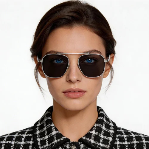 Lunettes de soleil aviateur en titane argenté #BS1913-0651