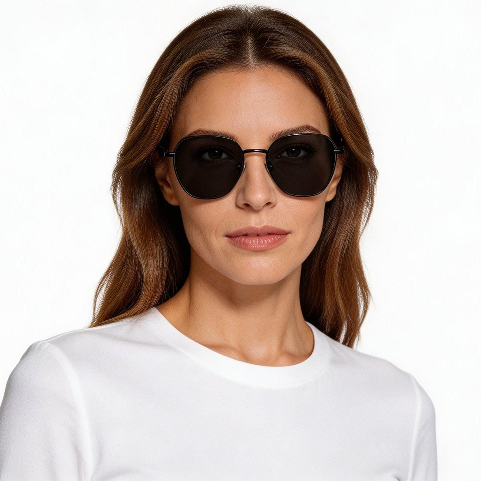 Geometric Black Titanium Sunglasses #BS1913-0653