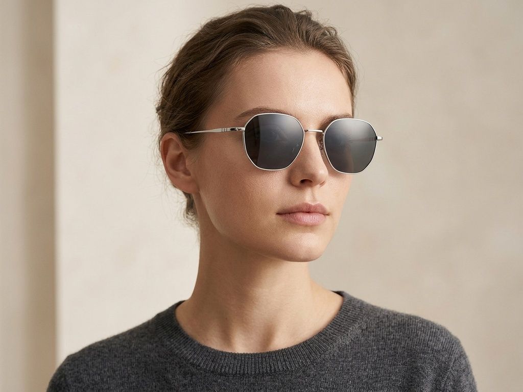 Geometric Silver Titanium Sunglasses #BS1913-0654