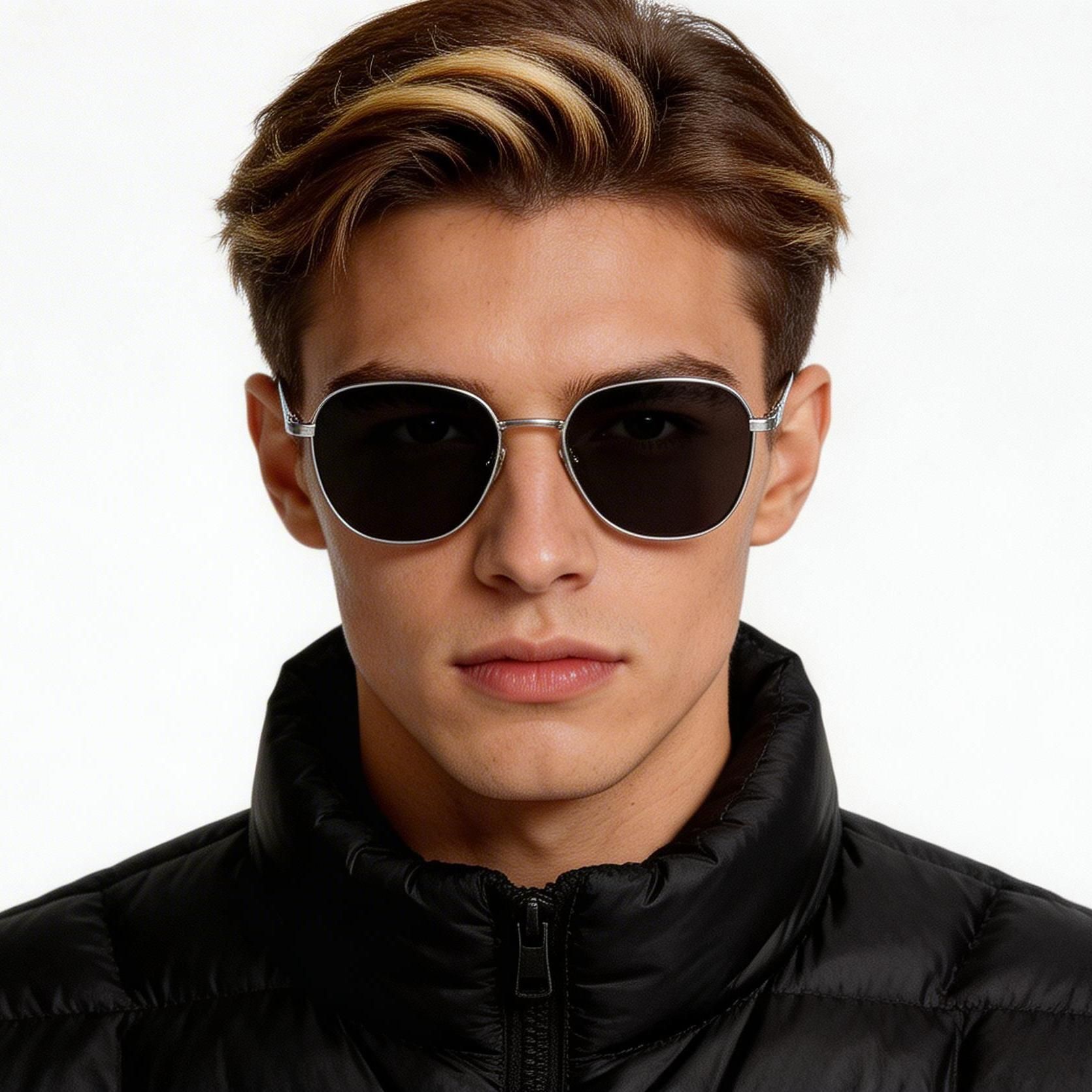 Geometric Silver Titanium Sunglasses #BS1913-0654