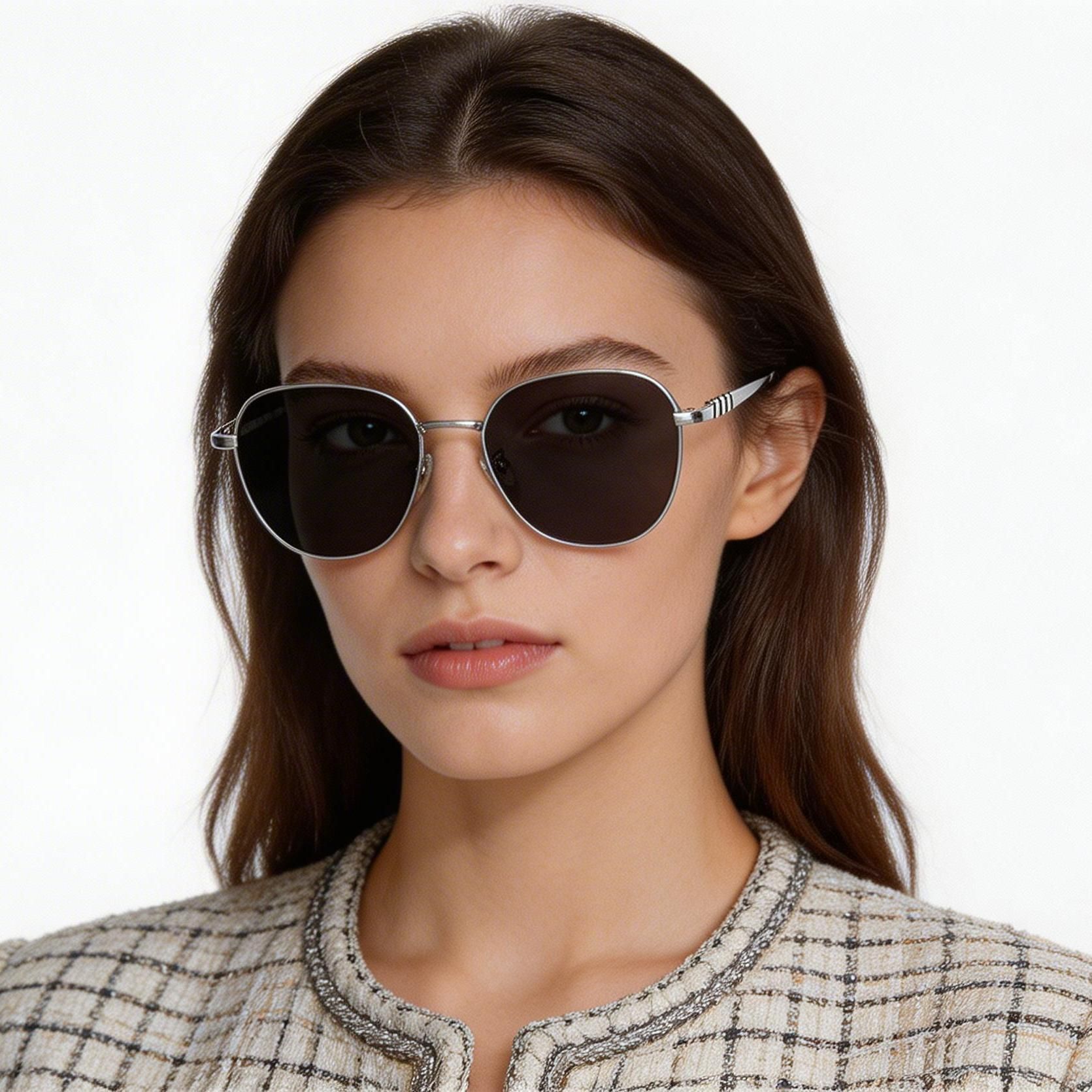 Geometric Silver Titanium Sunglasses #BS1913-0654