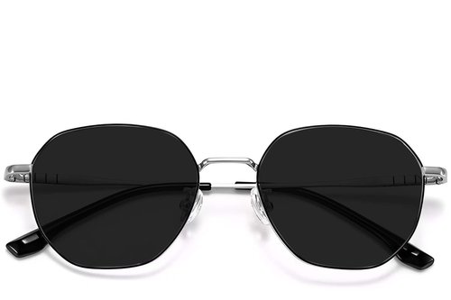 Lunettes de soleil géométriques en titane noir #BS1913-0655