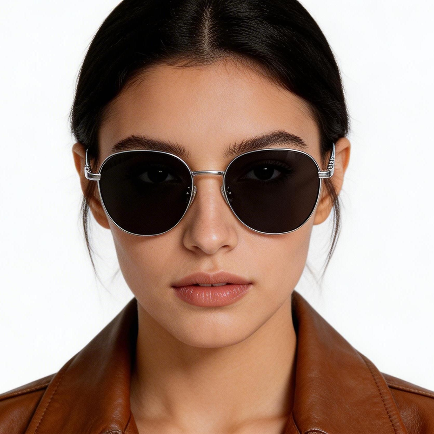 Geometric Black Titanium Sunglasses #BS1913-0655