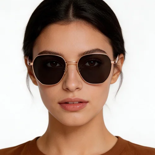 Lunettes de soleil géométriques en titane rose #BS1913-0656
