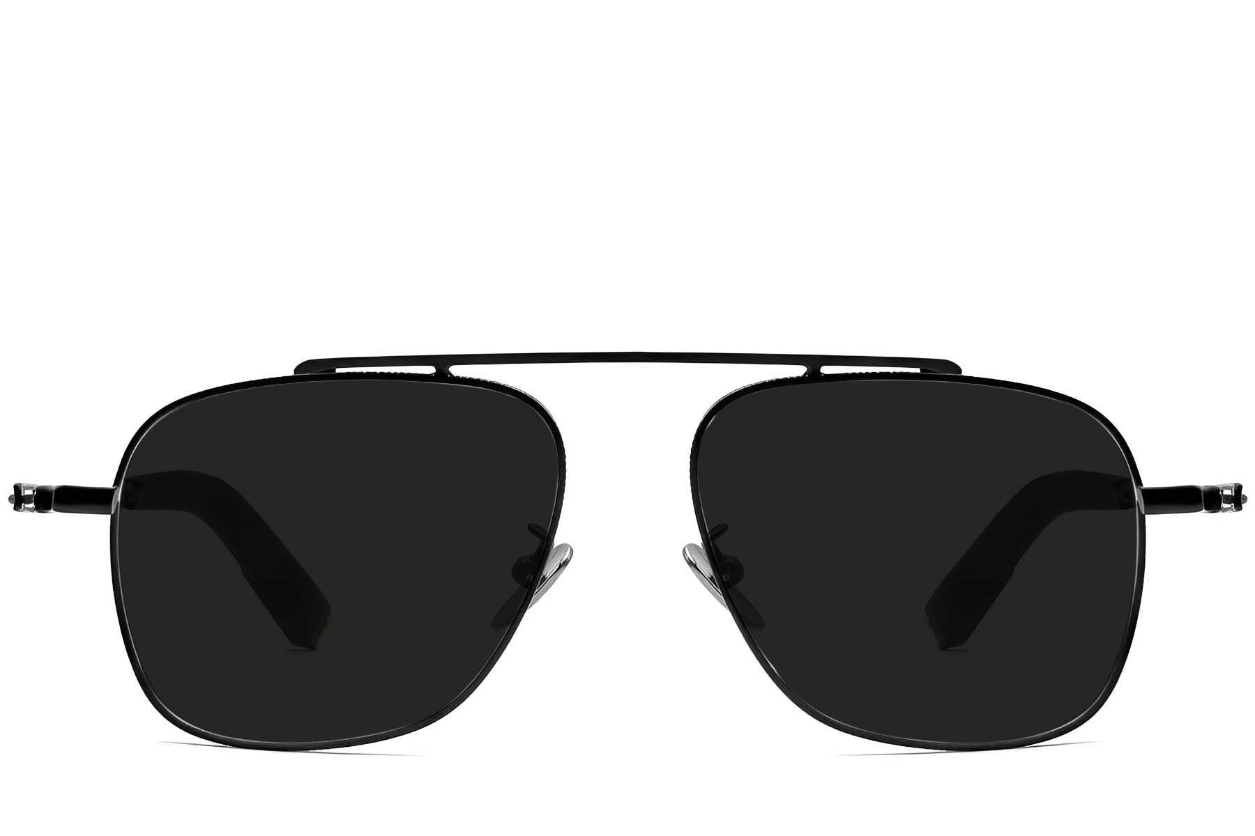 Gafas de sol de aviador negras de titanio #BS1913-0658