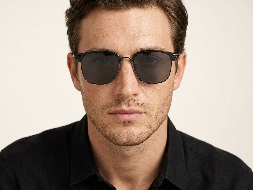 Semi-rimless Black TR90 Sunglasses #BS1913-0662