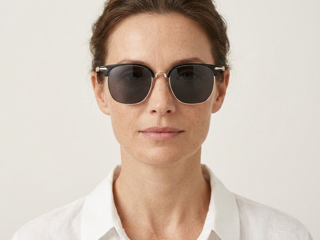 Semi-rimless Golden TR90 Sunglasses #BS1913-0663