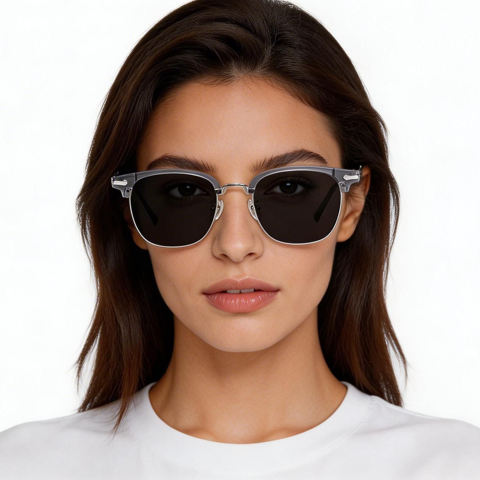 Halfomrande grijze TR90 zonnebril #BS1913-0665