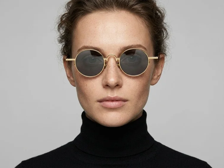 Round Golden Titanium Sunglasses #BS1913-0666