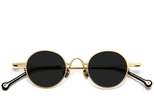 Lunettes de soleil rondes en titane doré #BS1913-0666
