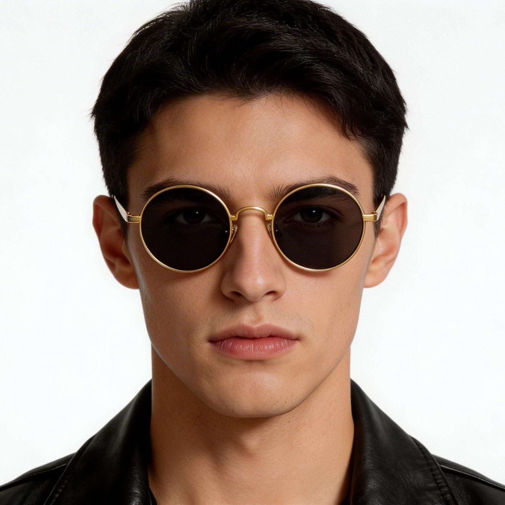 Round Golden Titanium Sunglasses #BS1913-0666
