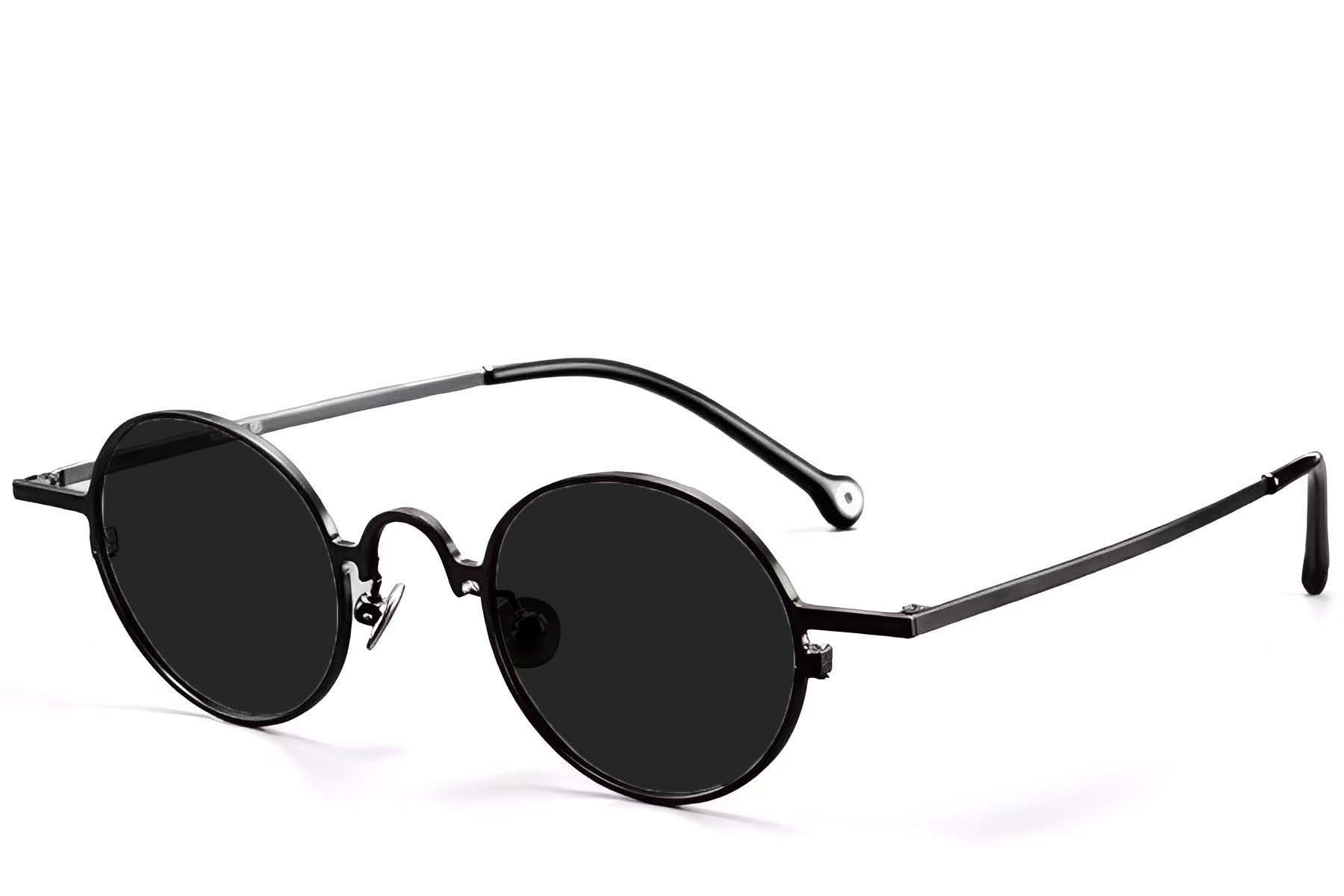 Round Black Titanium Sunglasses #BS1913-0667