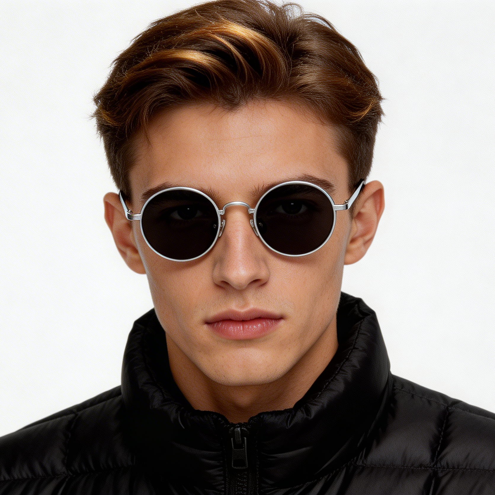 Round Silver Titanium Sunglasses #BS1913-0668