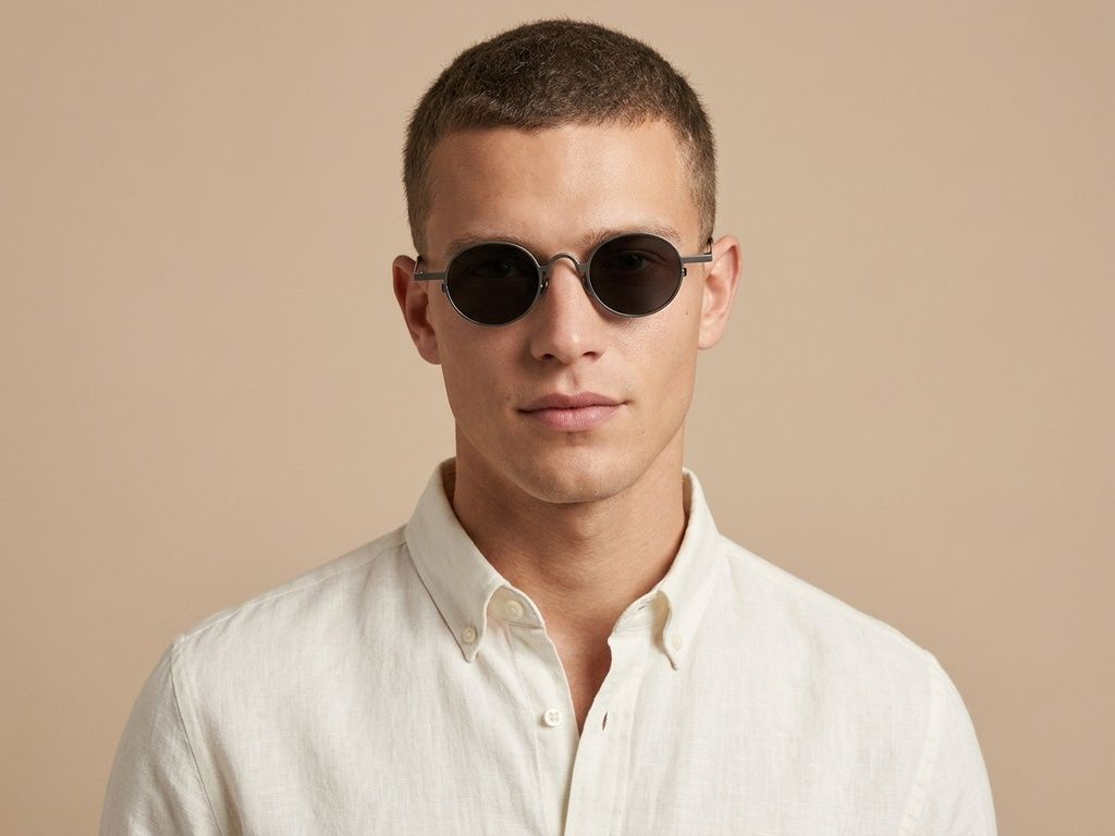 Round Grey Titanium Sunglasses #BS1913-0669