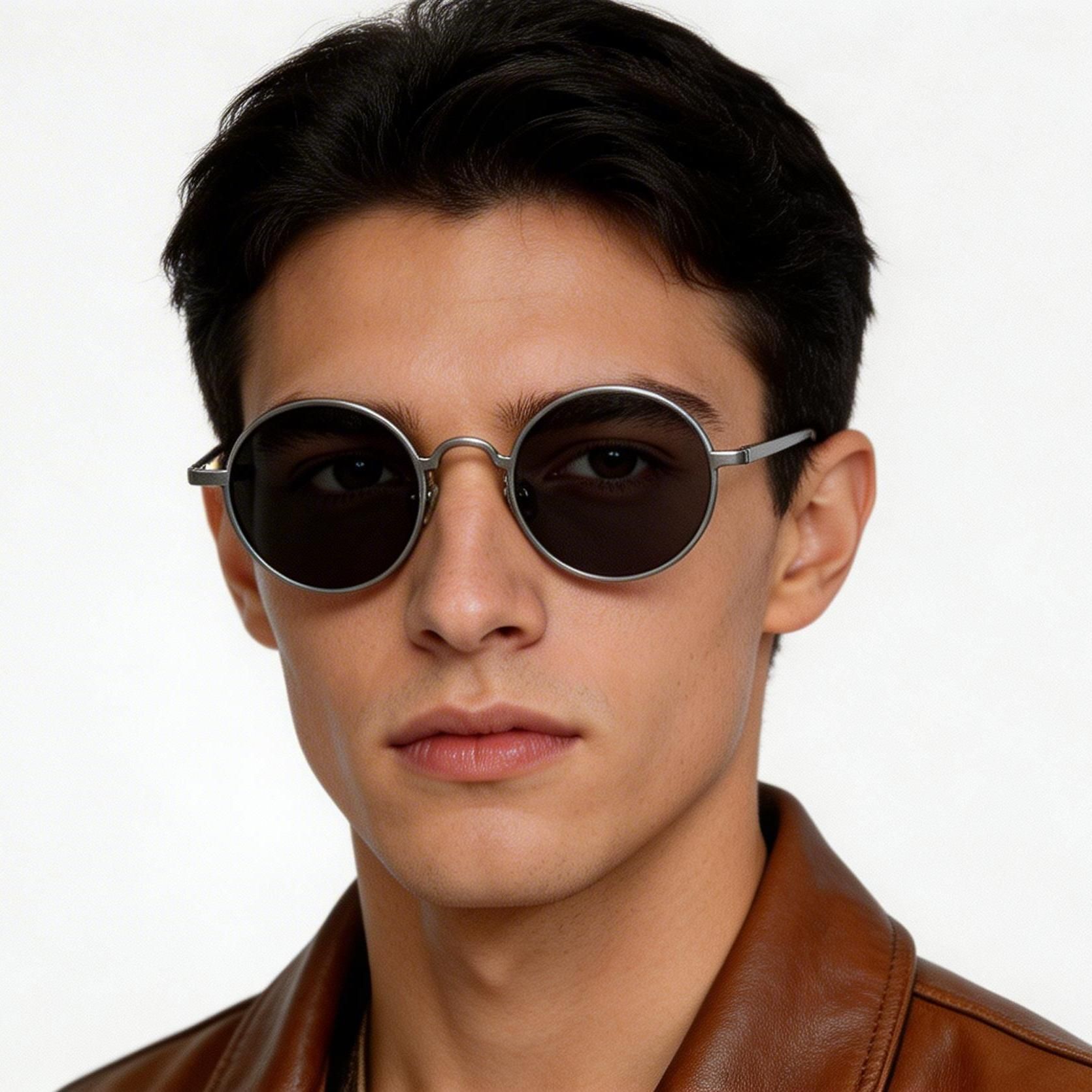 Round Grey Titanium Sunglasses #BS1913-0669