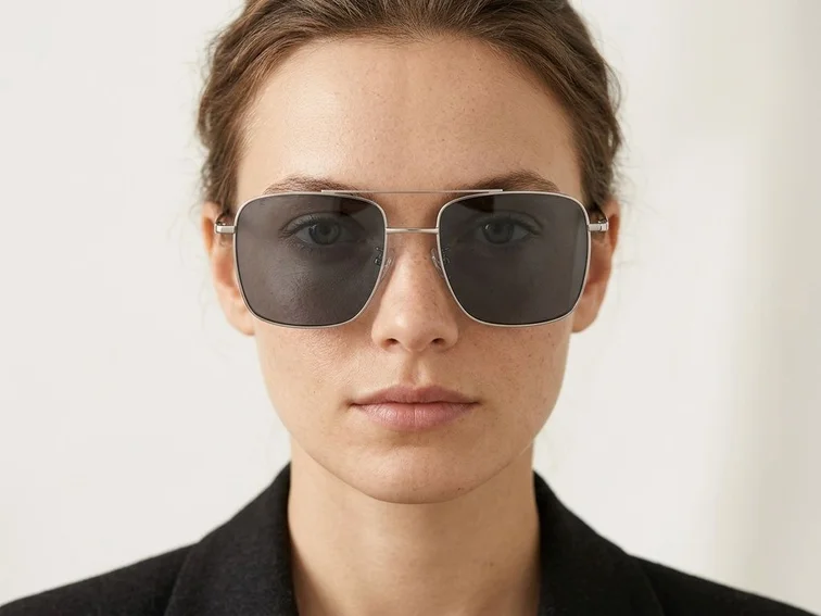 Aviator Silver Titanium Sunglasses #BS1913-0674