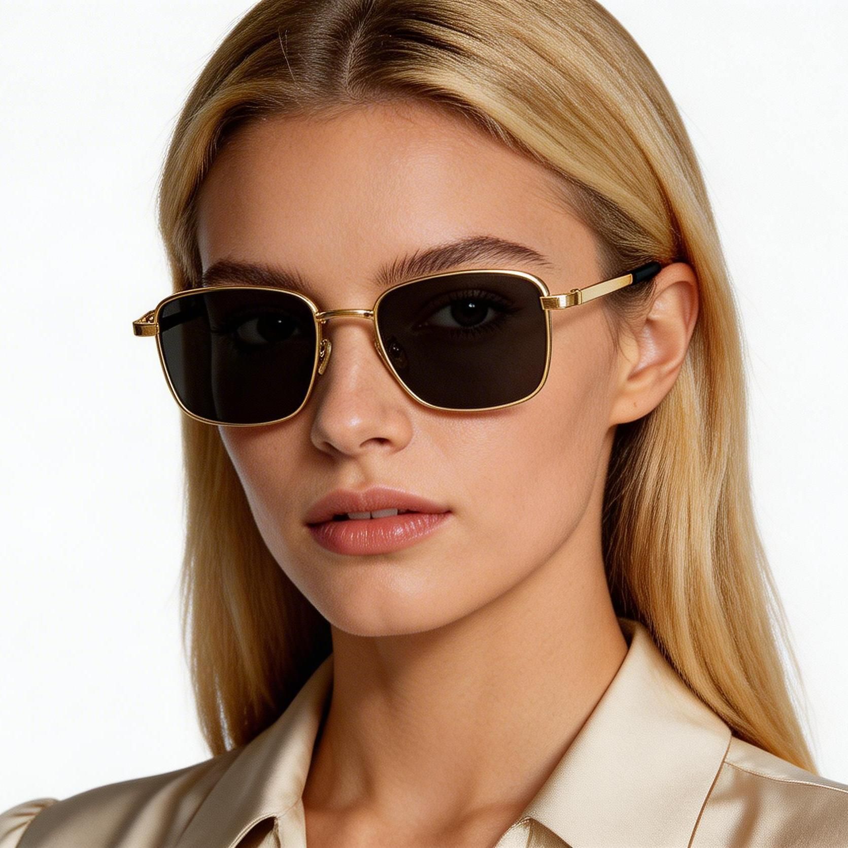 Rectangular Golden Titanium Sunglasses #BS1913-0678