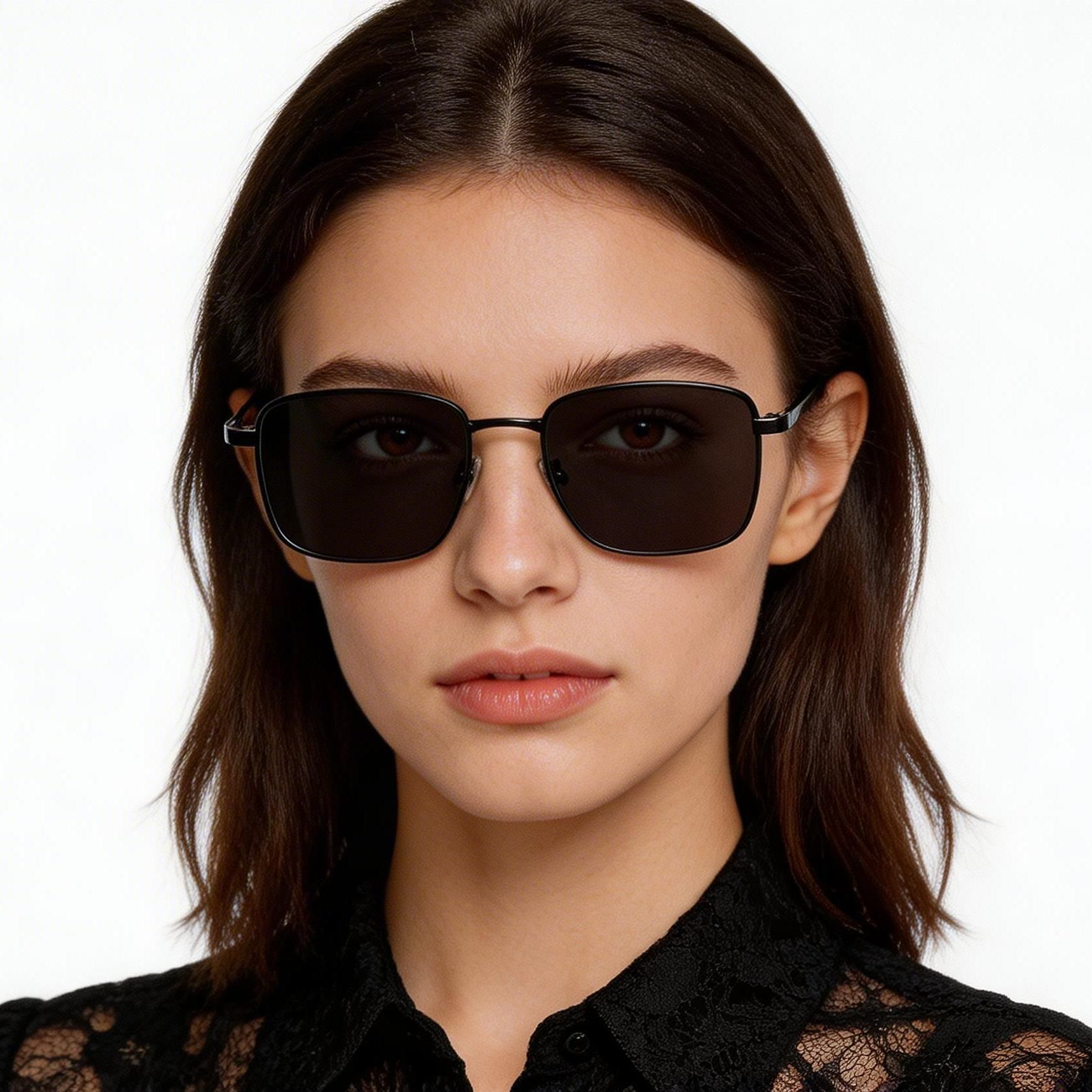 Rectangular Black Titanium Sunglasses #BS1913-0679