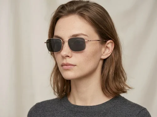 Lunettes de soleil rectangulaires en titane rose #BS1913-0682