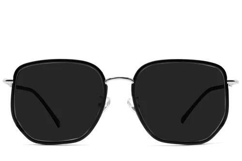 Lunettes de soleil géométriques en métal noir #BS1913-0683