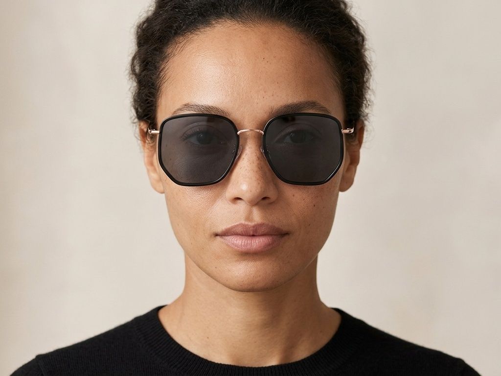 Geometric Black Metal Sunglasses #BS1913-0684