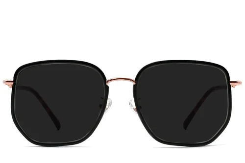 Lunettes de soleil géométriques en métal noir #BS1913-0684