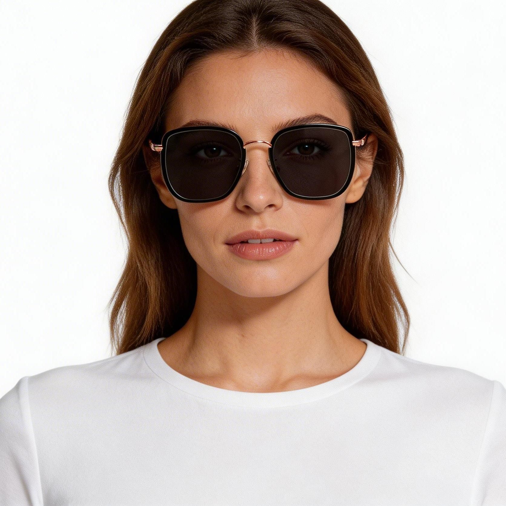 Geometric Black Metal Sunglasses #BS1913-0684