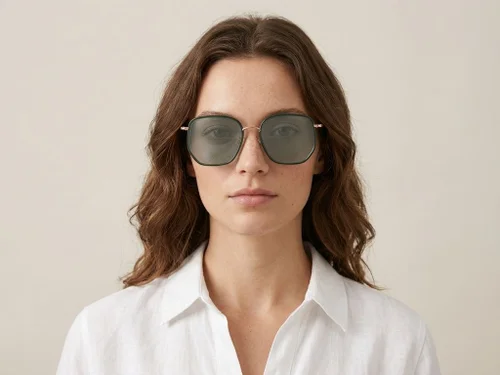 Lunettes de soleil géométriques en métal vert #BS1913-0685