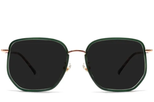Lunettes de soleil géométriques en métal vert #BS1913-0685