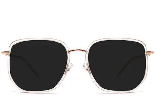 Lunettes de soleil géométriques en métal rose #BS1913-0687