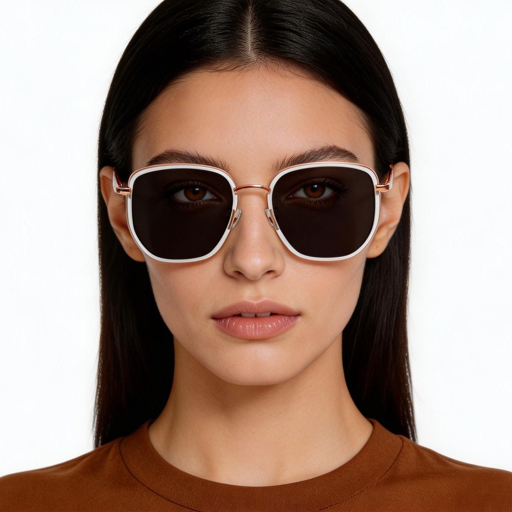 Gafas de sol geométricas de metal rosa #BS1913-0687